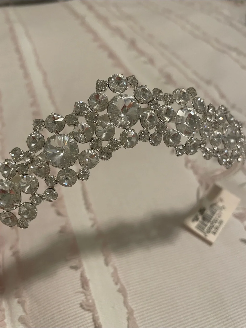 David's Bridal Silver Crystal Rhinestone Tiara Headband